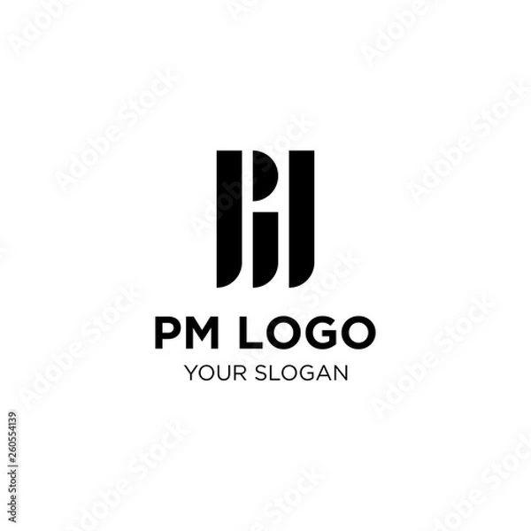 Obraz PM Initial logo template with black color