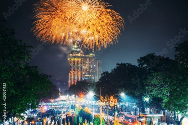 Fototapeta Fireworks on Sinulog Festival in Cebu City, Philippines