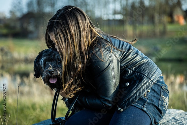 Obraz Huging the dog