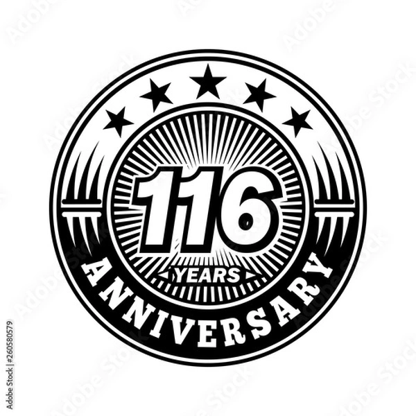 Fototapeta 116 years anniversary. Anniversary logo design. Vector and illustration.