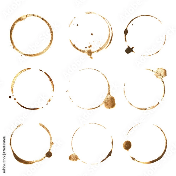Obraz Coffee ring stain. Grunge style design element set