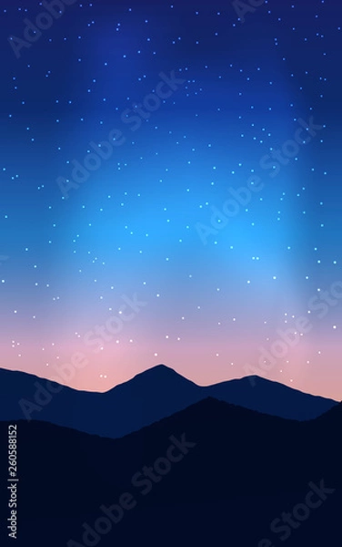 Fototapeta Aurora lights and star on sky in mountain.