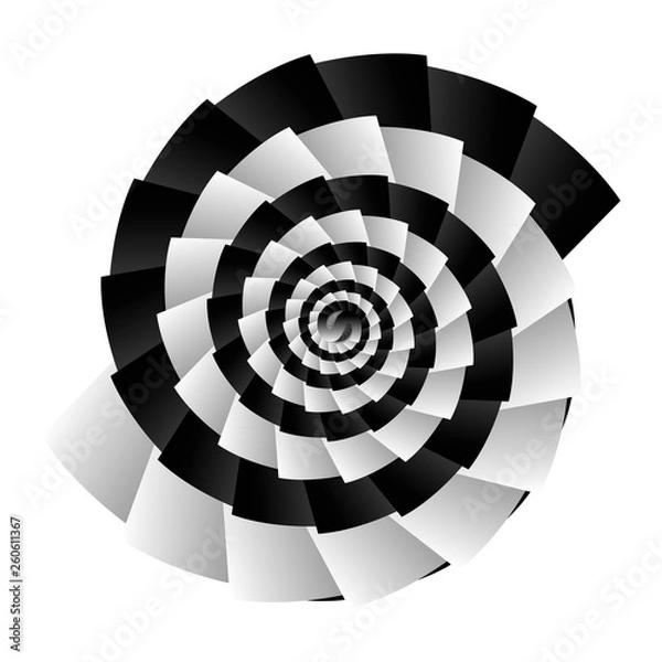 Fototapeta Curls and spirals,mesmerizing and hypnotic background.  Surrealism. Psychology and philosophy, a poster for printing. Black and white fractal background. Escher style. Images in the style of optical v