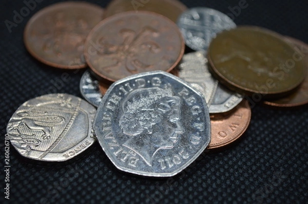 Obraz coins on black background