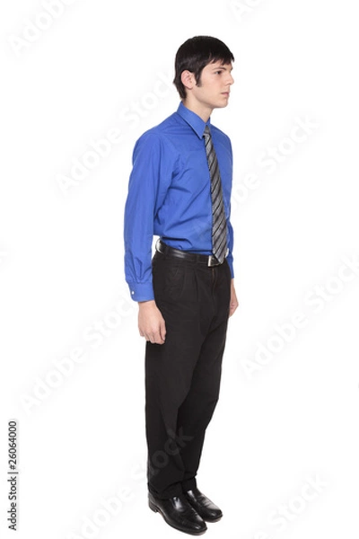 Fototapeta Caucasian businessman standing with arms at sides front view