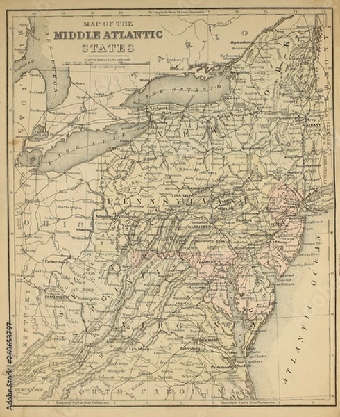 Fototapeta Old map. Engraving image