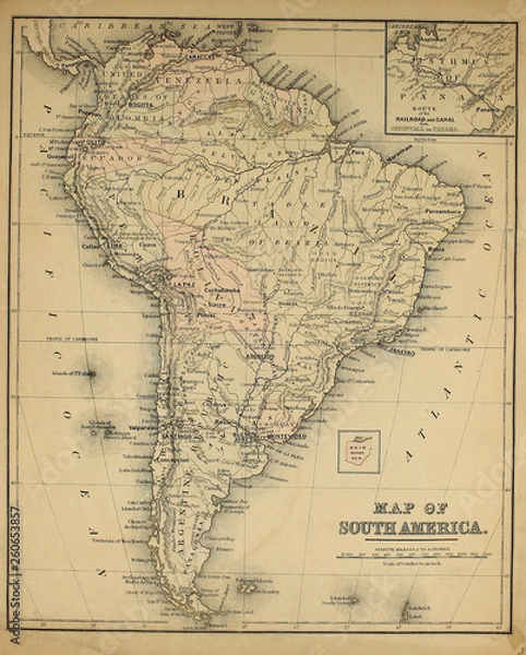 Fototapeta Old map. Engraving image