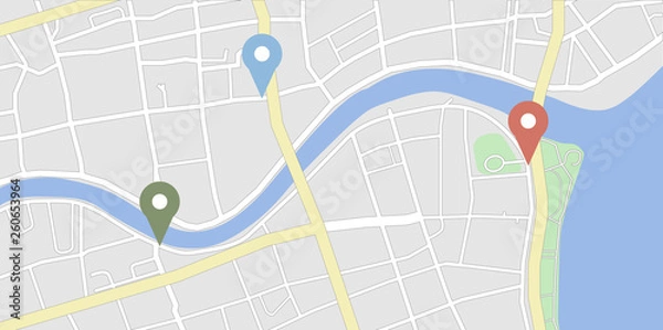 Obraz City map with some location tags