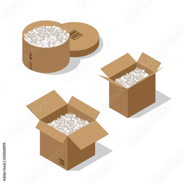 Fototapeta Box container cargo. Full delivery container. Isometric flat illustration