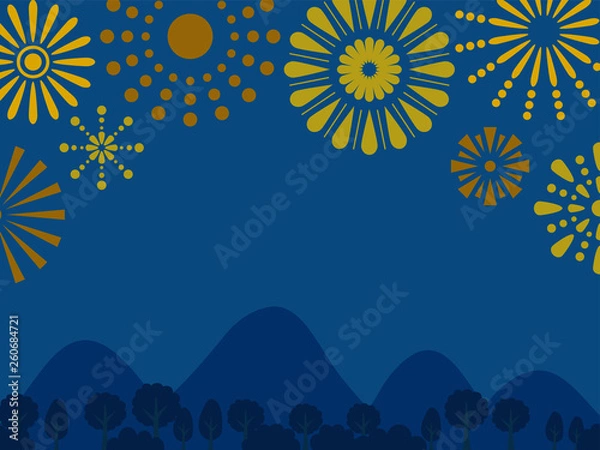 Fototapeta 花火と街並み