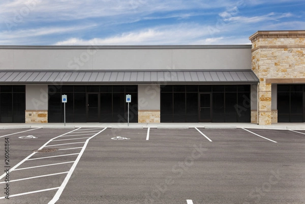 Obraz Strip Mall - puste znaki i parking
