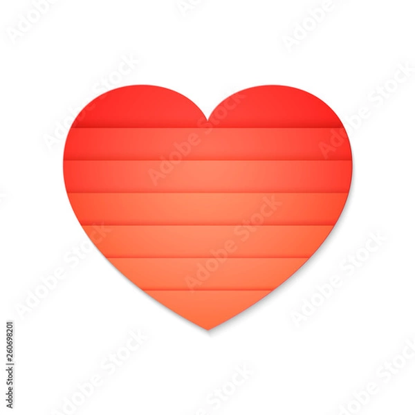 Fototapeta Red striped heart - unusual style design for greeting.