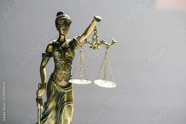 Obraz Statue of blind goddess Themis on blurred background