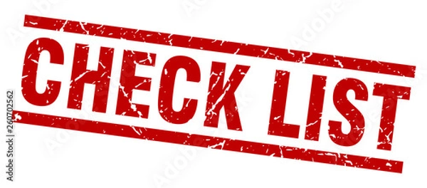 Fototapeta square grunge red check list stamp