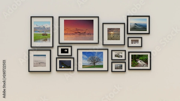 Obraz Photo frame on wall (3d rendering)