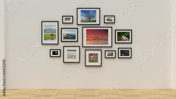Obraz Photo frame on wall (3d rendering)