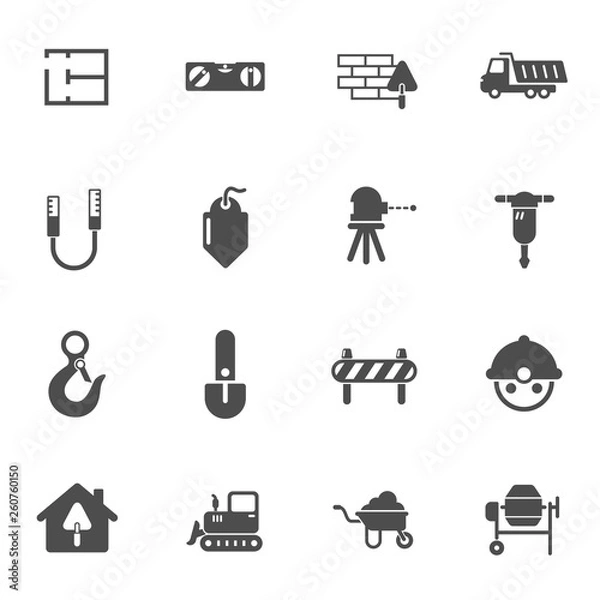 Obraz building construction vector icons set. work tools for construction and home repair icons for web, mobile and user interface design isolated on white background