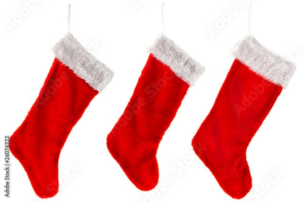 Obraz Three traditional red Christmas Stocking