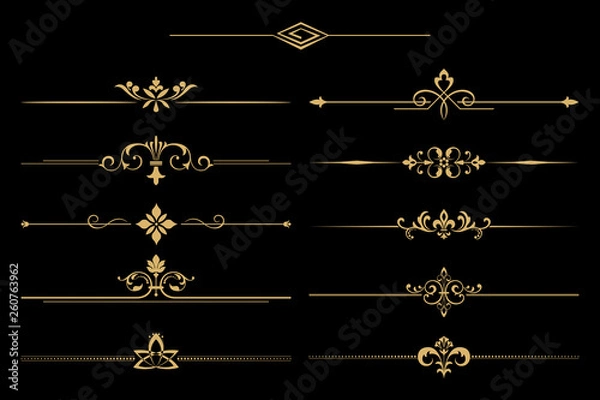 Fototapeta Vintage set. Floral elements for design monograms, invitations, frames, menus and labels. Graphic design of the website, cafes, boutiques, hotels, wedding invitations.