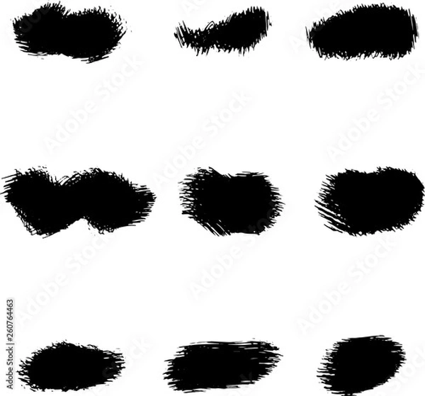 Fototapeta Vector set of black brush strokes. Grunge isolated elements. 