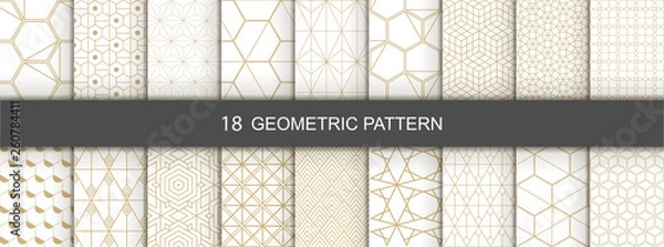 Fototapeta Zestaw geometrycznych bezproblemowych wzorów. Streszczenie geometryczne sześciokątne graficzne wzór kostek 3D. Bezproblemowy wzór kostek geometrycznych.