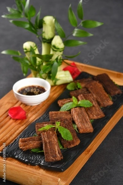 Fototapeta asparagus with sauce