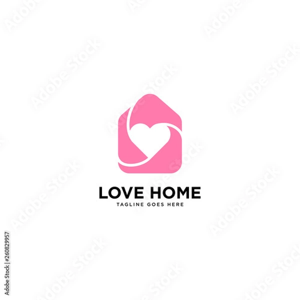 Obraz love home logo simple line logo template vector illustration - Vector