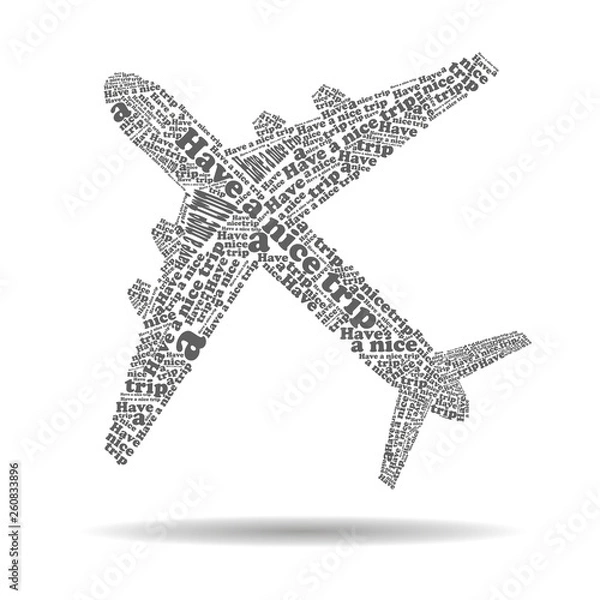 Fototapeta Have a nice trip collection of words as silhouette airplane Vector Illustration