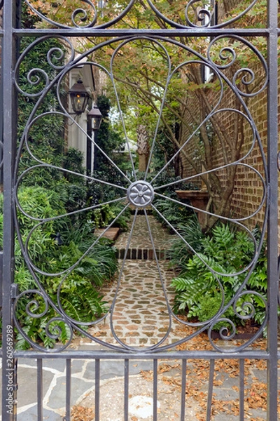 Obraz Gated courtyard in Charleston, South Carolina, US, October,2017.