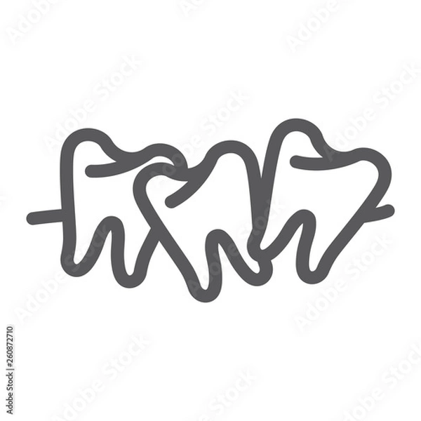 Fototapeta Crooked teeth line icon, dental and dentistry, cavity sign, vector graphics, a linear pattern on a white background.