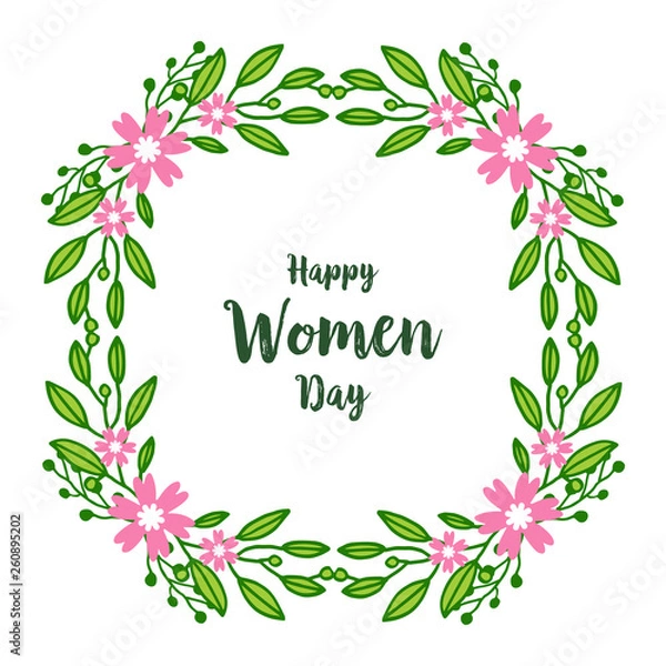 Fototapeta Vector illustration template happy women day for flower frame isolated on white backdrop