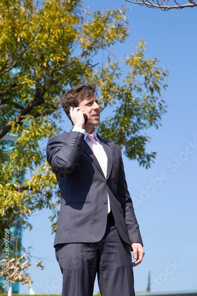 Fototapeta 電話をするビジネスマン