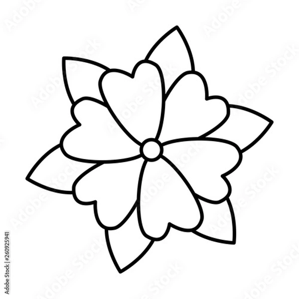 Fototapeta beautiful flower with leafs decorative icon