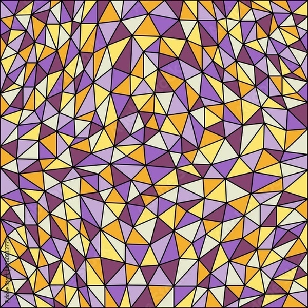 Fototapeta Background low poly style blue, yellow and purple colors triangles with outline vector illustration eps