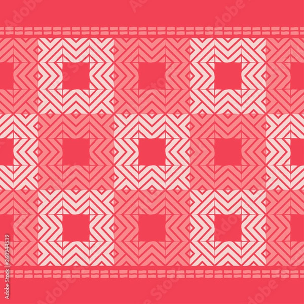 Fototapeta Ethnic boho seamless pattern. Embroidery on fabric. Patchwork texture. Weaving. Traditional ornament. Tribal pattern. Folk motif. Can be used for wallpaper, textile, invitation card, wrapping, web pag