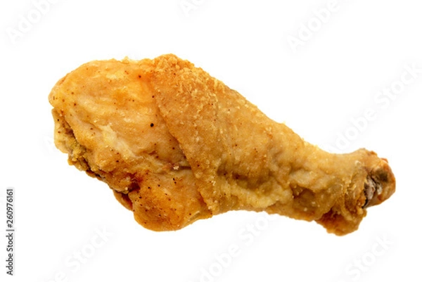 Obraz Fried chicken drumstick isolated.