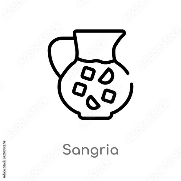 Fototapeta outline sangria vector icon. isolated black simple line element illustration from summer concept. editable vector stroke sangria icon on white background