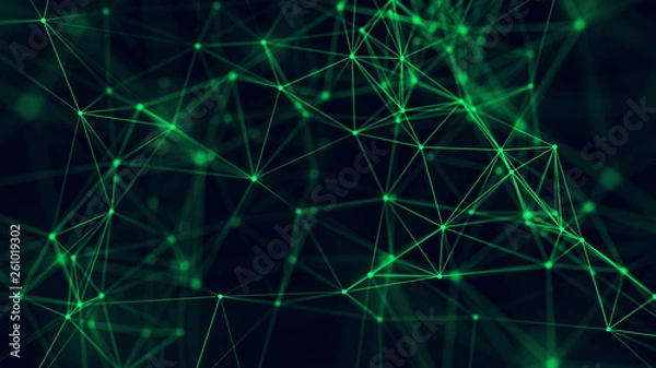 Fototapeta Big data visualization. Abstract background with connecting dots and lines. 3D rendering. High resolution.