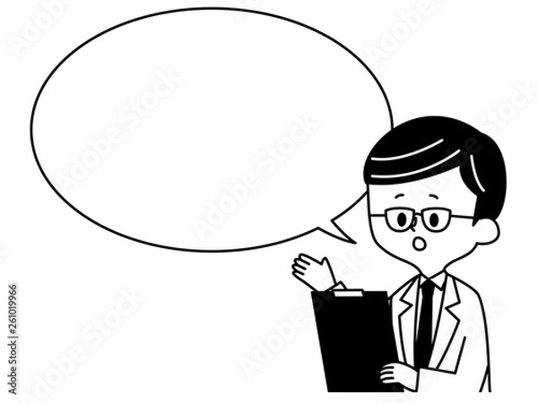 Obraz 医者-男性-吹き出し-白黒