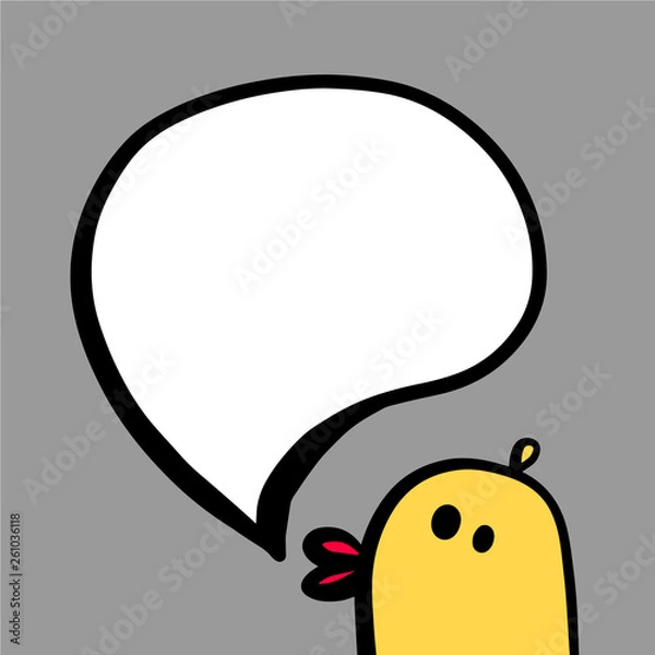 Fototapeta Talking duck hand drawn illustration with speech bubble hand drawn cartoon style