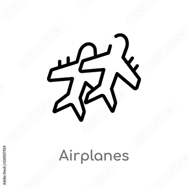Fototapeta outline airplanes vector icon. isolated black simple line element illustration from transport concept. editable vector stroke airplanes icon on white background