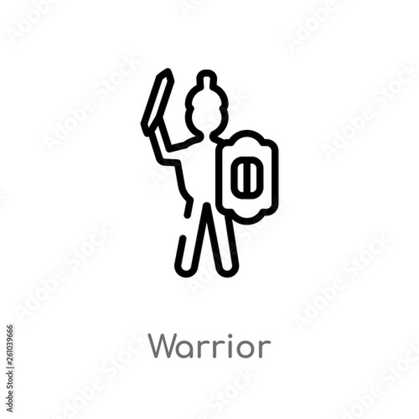 Fototapeta outline warrior vector icon. isolated black simple line element illustration from africa concept. editable vector stroke warrior icon on white background
