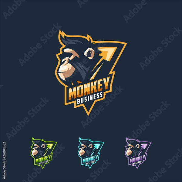 Fototapeta monkey logo design vector illustration template