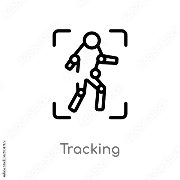 Fototapeta outline tracking vector icon. isolated black simple line element illustration from augmented reality concept. editable vector stroke tracking icon on white background