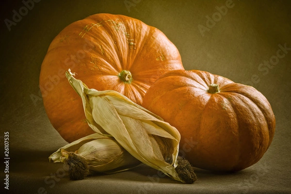 Obraz Pumpkins and corn.