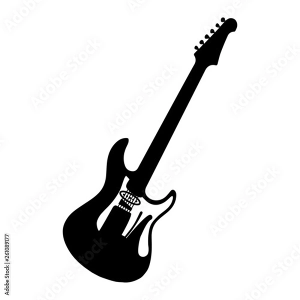 Obraz Electric guitar. Bass. Silhouette. Musical instrument on white background. Vector 