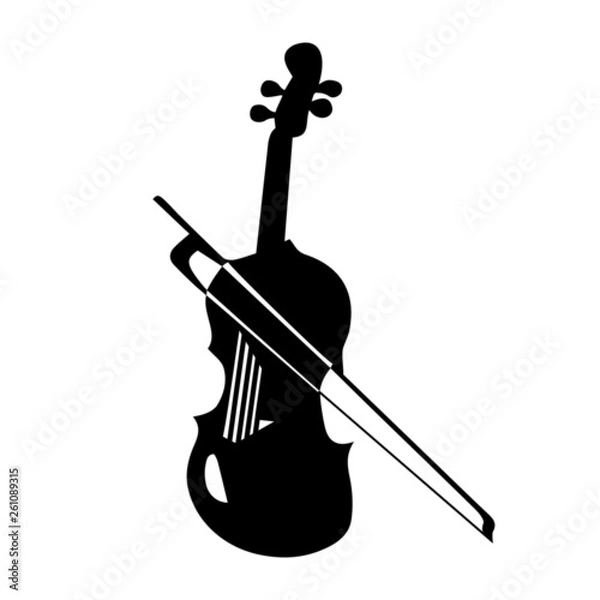 Obraz Violin. Silhouette. Musical instrument on white background. Vector 