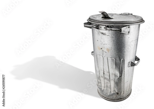 Obraz old trash can on white background
