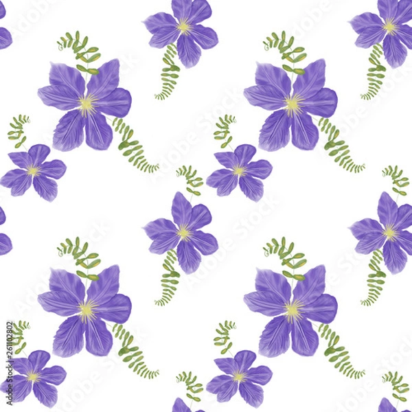 Obraz Clematis spring flowers pattern