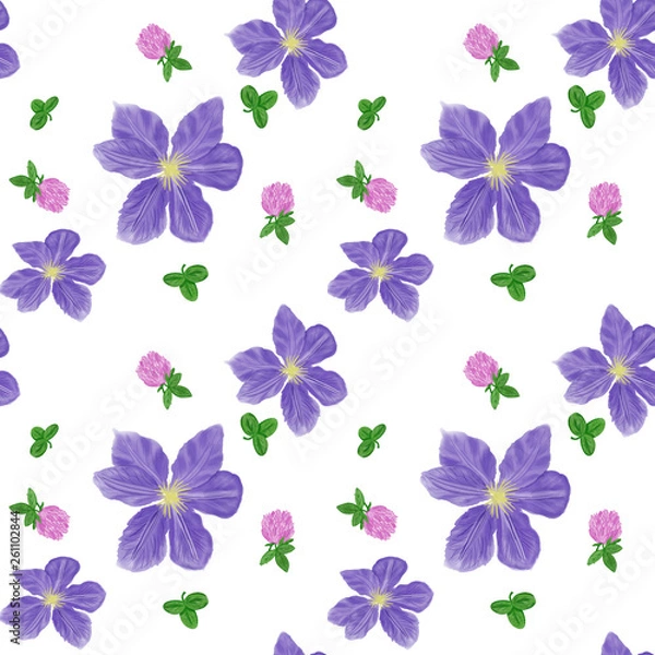 Obraz Clematis spring flowers pattern